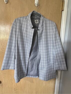Anne Klein Gray & White Houndstooth Blazer